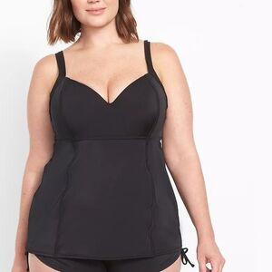 Lane‎ Bryant LIVI Women's Black Underwire Tankini Swim Top With Built In Bra